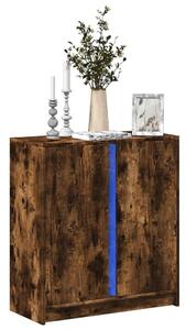 Füstös tölgy szerelt fa tálalószekrény LED-del 77 x 34 x 85 cm