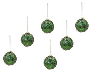 Zöld színű karácsonyi díszkészlet GREEN SPARK 6 db 8 cm, üveg
