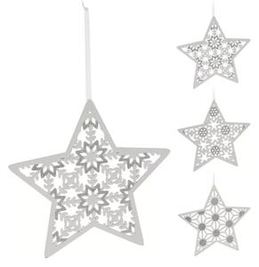 Karácsonyi függő csillag GLITTER STAR 22 cm, fehér