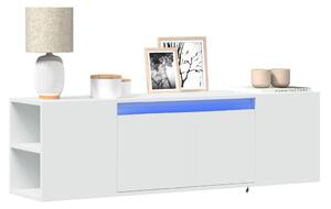 Fehér falra szerelhető TV-szekrény LED-lámpákkal 135x31x39,5 cm