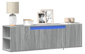 Szürke sonoma színű fali TV-szekrény LED-del 135x31x39,5 cm