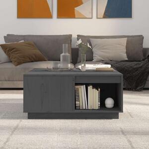 VIDAXL - Szürke Tömör Fenyőfa Dohányzóasztal - Tárolóval - 80x81x36,5cm