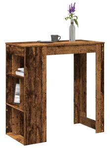 Antik fa színű szerelt fa bárasztal tárolókkal 102x50x103,5 cm
