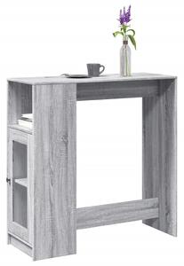 Szürke sonoma szerelt fa bárasztal tárolókkal 101x40x103,5 cm