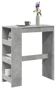 Betonszürke szerelt fa tárolórekeszes bárasztal 90x40x103,5 cm