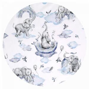 Baby Shop pamut,gumis lepedő 60*120 cm - szivárványos elefánt kék