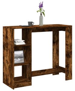 Füstös tölgy színű szerelt fa bárasztal polccal 124x46x103,5 cm