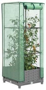 Rattan megjelenésű magaságyás melegháztakaróval 40x40x123 cm