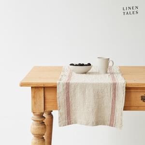 Len asztali futó 40x200 cm Beige Stripe Vintage – Linen Tales