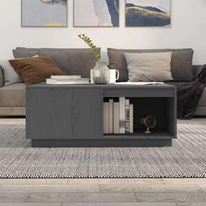 VIDAXL - Tömör Fenyőfa Dohányzóasztal - Szürke - 100x101x40,5cm