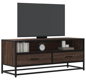 Barna tölgy színű szerelt fa és fém TV-szekrény 100x34,5x40 cm