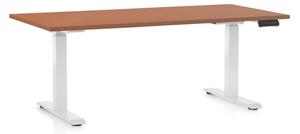 OfficeTech D állítható magasságú asztal, 160 x 80 cm, fehér alap, cseresznye
