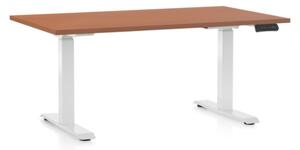 Állítható magasságú asztal OfficeTech D, 140 x 80 cm, fehér alap, cseresznye