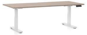 OfficeTech D állítható magasságú asztal, 180 x 80 cm, fehér alap, tölgy