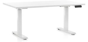 Állítható magasságú asztal OfficeTech D, 140 x 80 cm, fehér alap, fehér