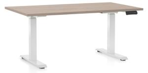 Állítható magasságú asztal OfficeTech D, 140 x 80 cm, fehér alap, tölgy