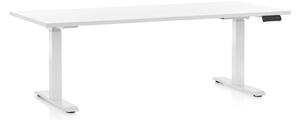 Állítható magasságú asztal OfficeTech D, 180 x 80 cm, fehér alap, fehér