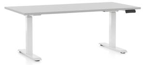 OfficeTech D állítható magasságú asztal, 160 x 80 cm, fehér alap, világosszürke