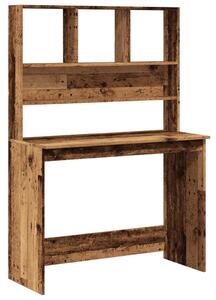 Antik fa színű szerelt fa íróasztal polcokkal 102 x 45 x 148 cm