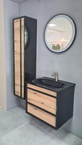 PIRAMIDA EURIDIKA OLIVA - FEKETE fali függesztett fürdőszobabútor fekete mosdókagylóval 65 cm