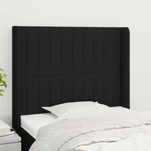 VidaXL fekete szövet fejtámla szárnyakkal 103x16x118/128 cm