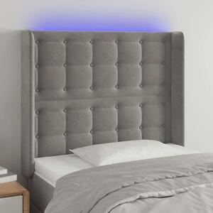 VidaXL világosszürke bársony LED-es fejtámla 103x16x118/128 cm