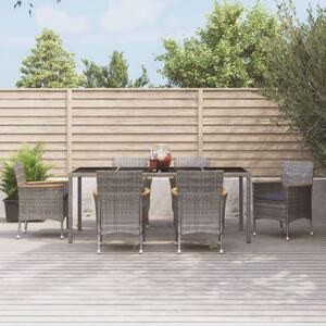 Polyrattan Kerti Étkezőgarnitúra - 7 részes - Szürke