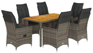 VidaXL Polyrattan Kerti Étkezőgarnitúra - 7 részes - Szürke
