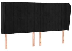 VidaXL fekete bársony fejtámla szárnyakkal 163 x 23 x 118/128 cm