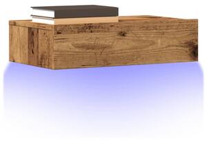 2 db antik fa színű TV-szekrény LED-lámpákkal 60 x 35 x 15,5 cm