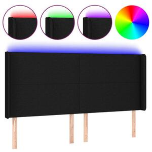 Fekete szövet led-es fejtámla 183x16x118/128 cm