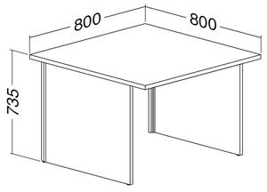 ProOffice A asztal 80 x 80 cm, bükkfa