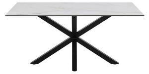 Asztal Oakland 582, Fekete, Fehér, 75.5x90x160cm, Kerámia, Edzett üveg, Fém