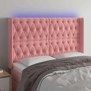 VidaXL rózsaszín bársony LED-es fejtámla 163x16x118/128 cm