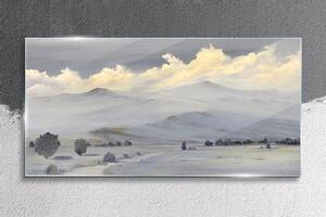 Üvegkép Téli festészet hegyi felhők