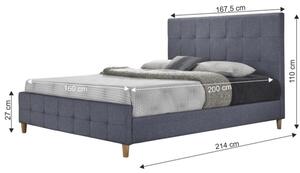 Dupla ágy, szürke, 160x200, BALDER NEW