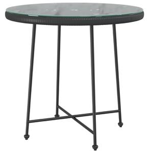VidaXL fekete edzett üveg és acél étkezőasztal Ø80 cm