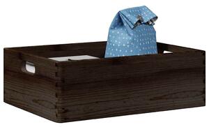 Fa doboz fogantyúkkal fekete 40x30x13 cm tömör fa fenyő