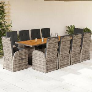 VidaXL 11 részes szürke polyrattan kerti ülőgarnitúra párnákkal