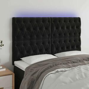 VidaXL fekete bársony LED-es fejtámla 144x7x118/128 cm