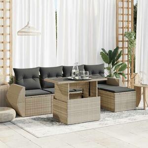 VidaXL Polyrattan Kerti Ülőgarnitúra - 6 részes - Világos Szürke