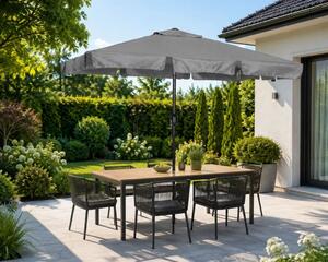 Kerti napernyő, MultiGarden SL-UM019-4, szürke, téglalap alakú, 200 x 130 cm, magasság: 212 cm, tekerőkarral, 38 mm acél rúd, 4 szegmens, dönthető, UV-álló, esőálló, 160 g/m2