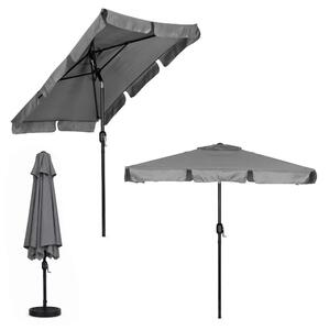 Kerti napernyő, MultiGarden SL-UM019-4, szürke, téglalap alakú, 200 x 130 cm, magasság: 212 cm, tekerőkarral, 38 mm acél rúd, 4 szegmens, dönthető, UV-álló, esőálló, 160 g/m2