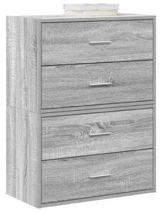 2 db szürke sonoma szerelt fa szekrény 2 fiókkal 60 x 31 x 40cm