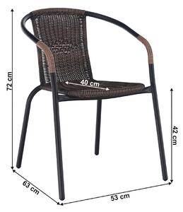 KONDELA Egymásba rakható szék, barna/fekete fém, DOREN