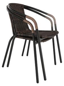 KONDELA Egymásba rakható szék, barna/fekete fém, DOREN