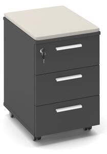 ProX konténer 50,4 x 40,8 cm - 3 fiókos, kárpitozott, grafit / fehér