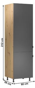 Konyhaszekrény beépített hűtőre D60ZL Langari (artisan tölgy + matt szürke) (B). 1016896