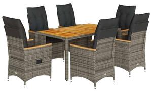 VidaXL Polyrattan Kerti Étkezőgarnitúra - 7 részes - Szürke