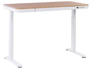 Fa és fehér színű elektromosan állítható asztal USB csatlakozóval 120 x 60 cm KENLY